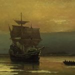 William_Formby_Halsall_-_The_Mayflower_on_Her_Arrival_at_Plymouth_Harbor_1882_-_(MeisterDrucke-1199721)